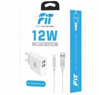 מטען קיר כפול 12W עם כבל לייטנינג למכשירי אפל - דגם FTTC12W-DO מבית FiT