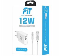 מטען קיר כפול 12W עם כבל מיקרו USB - דגם FTTC12W-DO מבית FiT